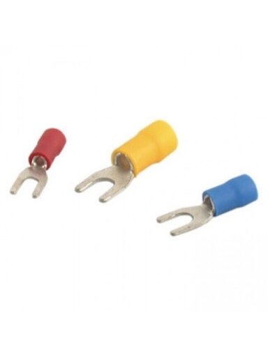 AU-1,5/6 Presuojama izoliuota šakutė 1,5mm² M6, raudona (100vnt.)