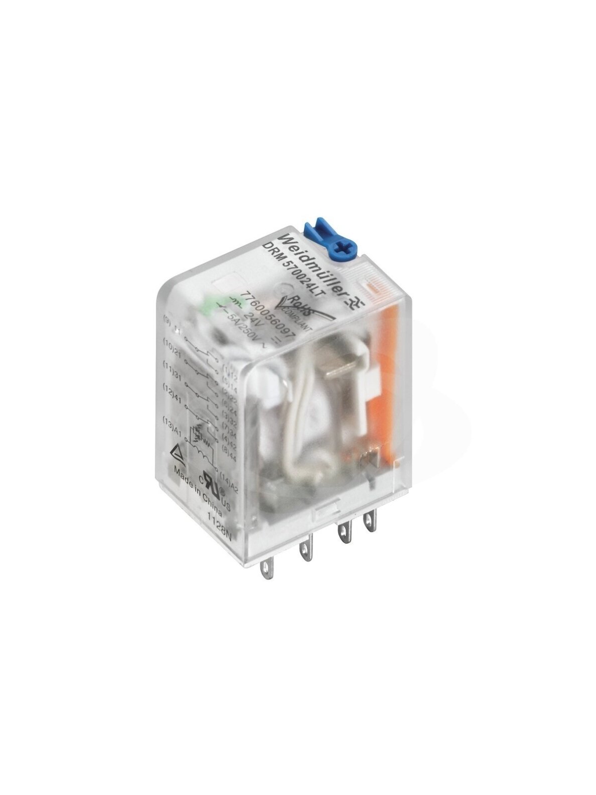 WEIDMULLER relė su LED+vėliavėlė DRM570024LT/4CO/24V DC 7760056097