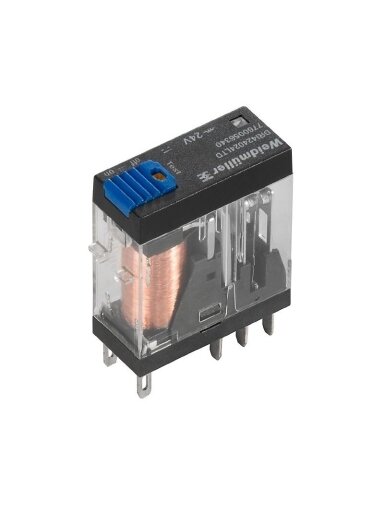 DRI424024LTD relė 2CO, 24 VDC, 5A, LED, TEST, DIODAS
