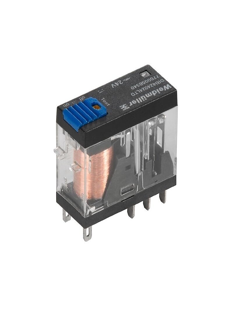 DRI424024LTD relė 2CO, 24 VDC, 5A, LED, TEST, DIODAS