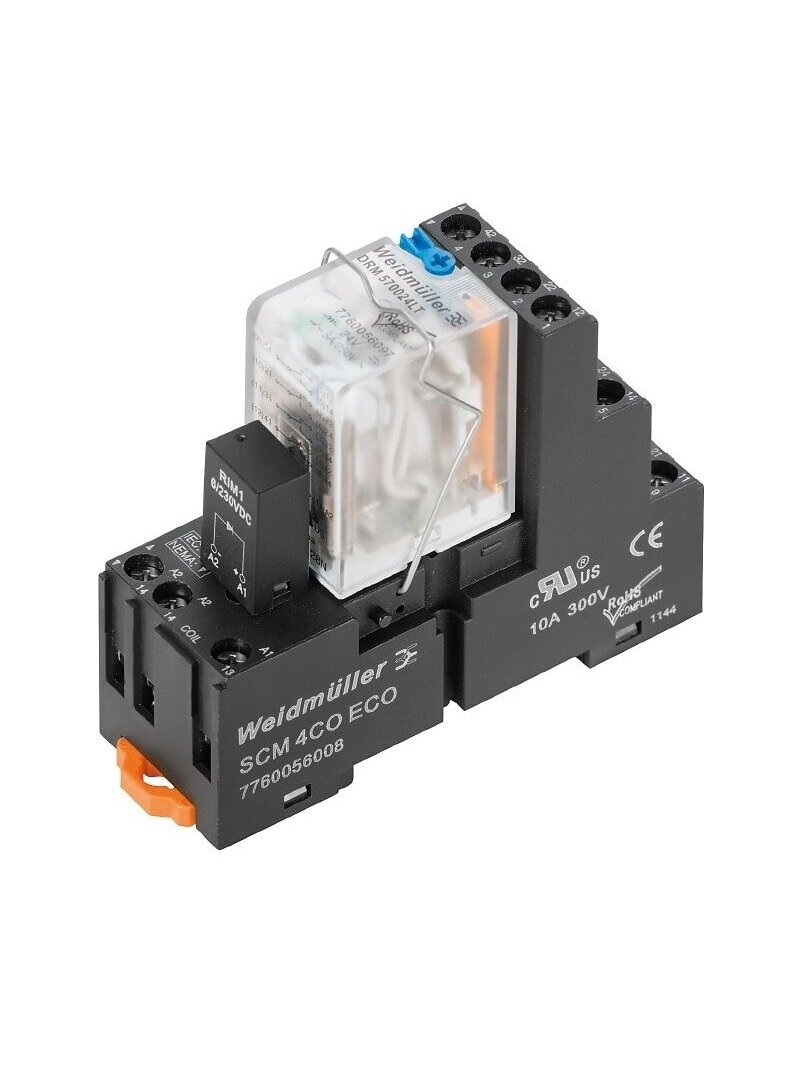 DRMKIT 24VDC 4CO LD/PB relė su lizdu