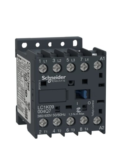 LC1K TeSys K Kontaktorius 4P (4 NO), AC-1 <= 440 V 20 A - 230VAC ritė LC1K09004P7