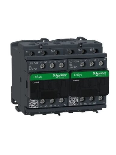 LC2D Reversinis kontaktorius 3P 9A 4kW 24VDC 3NO LC2D09BL