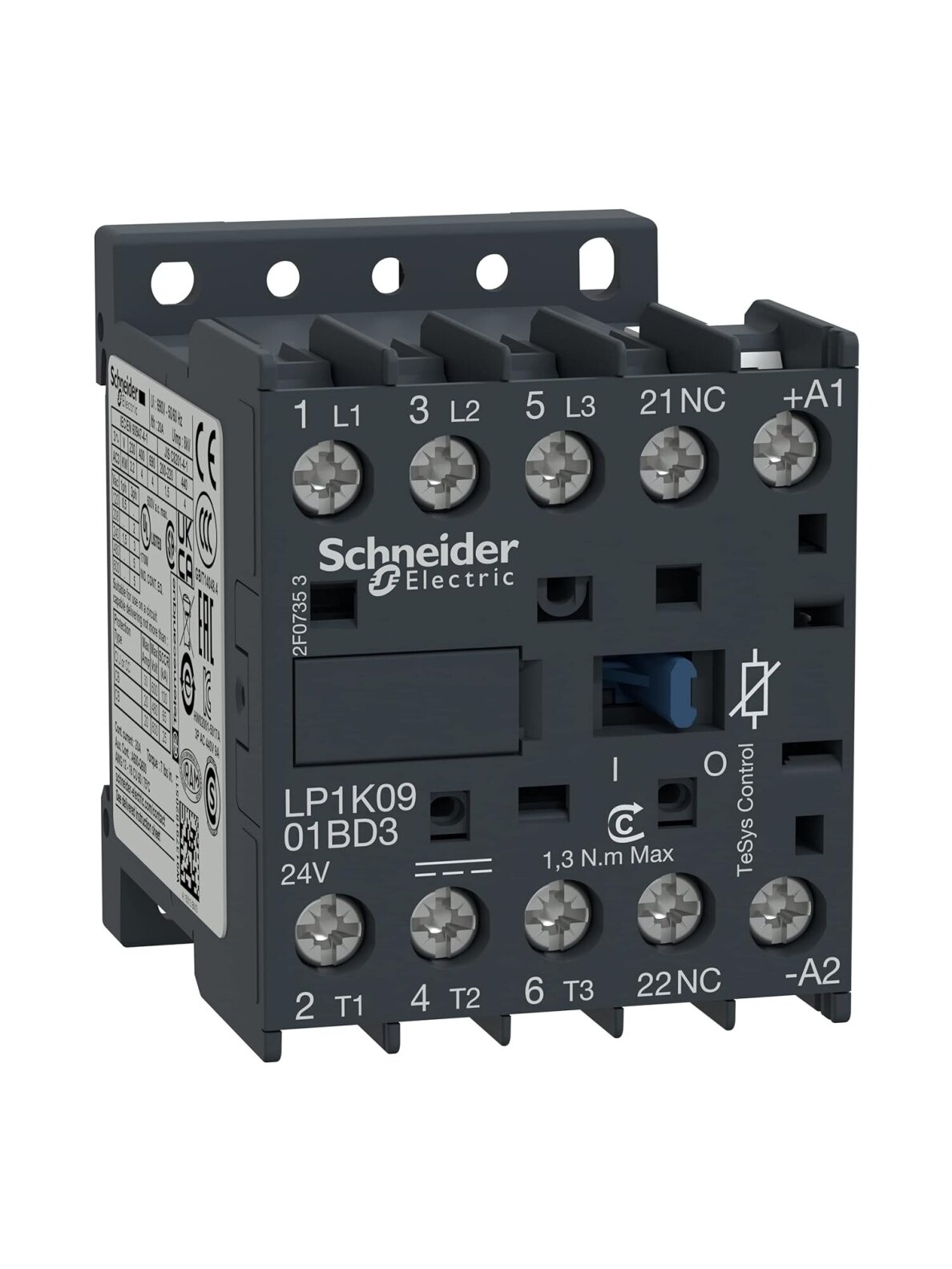 LP1K Kontaktorius 3P 9A 24VDC 1NC LP1K0901BD