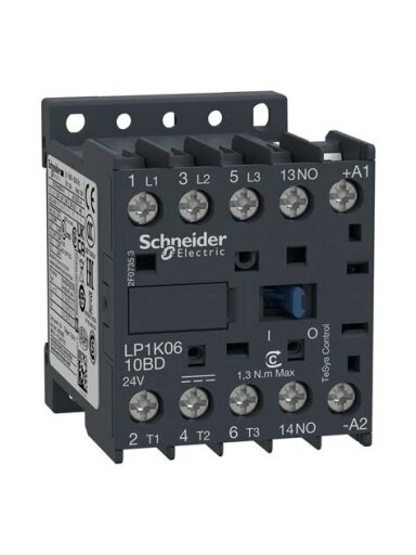 LP1K Mini kontaktorius 3P 6A 2,2kW 24VDC 1NA LP1K0610BD