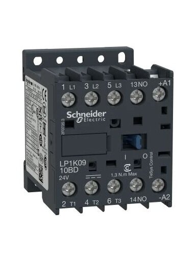 LP1K Mini kontaktorius 3P 9A 4kW 24VDC 1NA LP1K0910BD