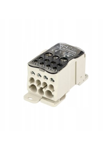 NLDB Paskirstymo gnybtas Al/Cu 500A In: 4x15,5x0,8 - 8x24x1, Out: 2x6-50mm², 5x2,5-25mm², 4x2,5-16mm²