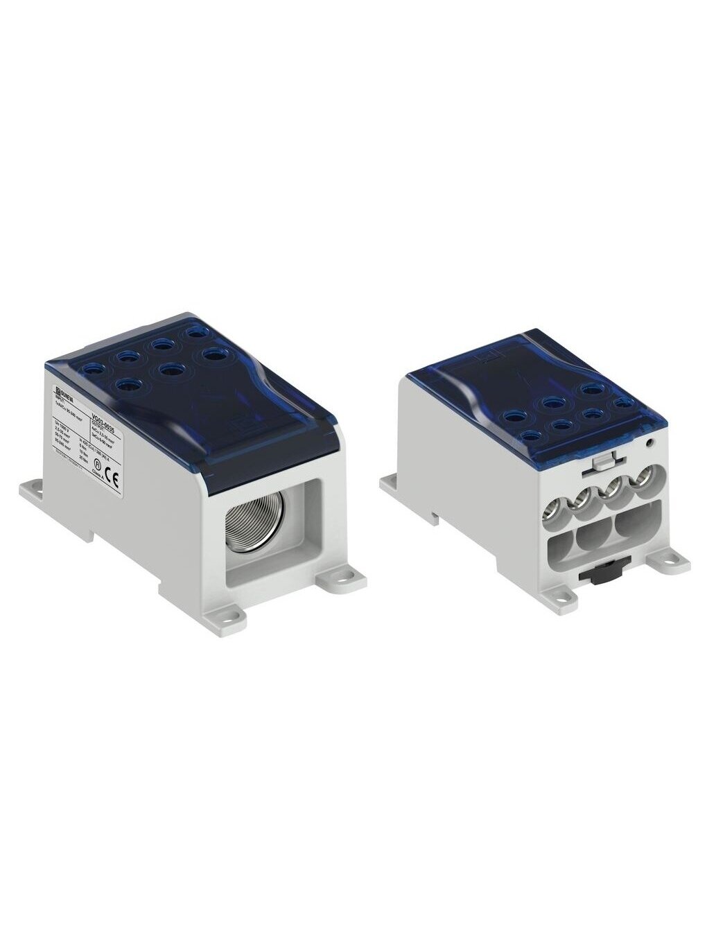 OJL400C Paskirstymo gnybtas Al/Cu 400A In: 1x95-240mm², Out: 4x2,5-35mm², 3x6-50mm², mėlynas