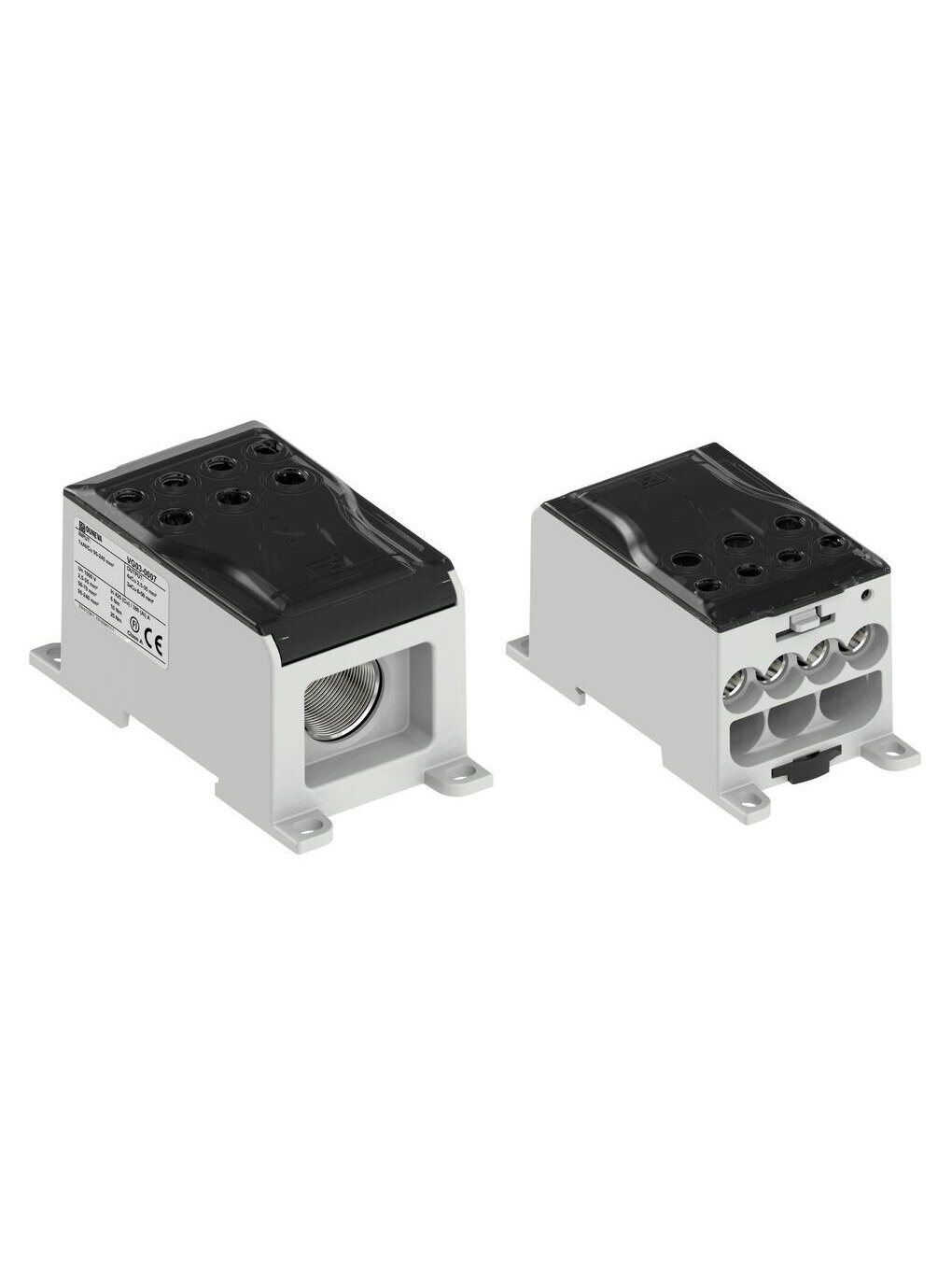 OJL400C Paskirstymo gnybtas Al/Cu 400A In: 1x95-240mm², Out: 4x2,5-35mm², 3x6-50mm², pilkas