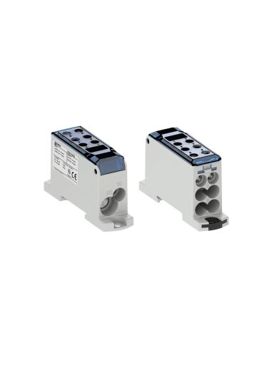 OJL135 Paskirstymo gnybtas Al/Cu 135A In: 1xAl/Cu 2,5-35/1xAl/Cu 2,5-10mm, Out: 4xCu 2,5-16, 2xCu 2,5-10mm, mėlynas