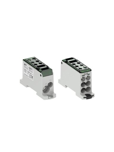 OJL135 Paskirstymo gnybtas Al/Cu 135A In: 1xAl/Cu 2,5-35/1xAl/Cu 2,5-10mm, Out: 4xCu 2,5-16, 2xCu 2,5-10mm, žalias