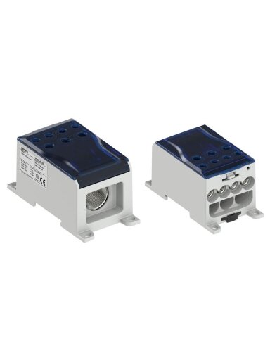 OJL400C Paskirstymo gnybtas Al/Cu 400A In: 1x95-240mm², Out: 4x2,5-35mm², 3x6-50mm², mėlynas