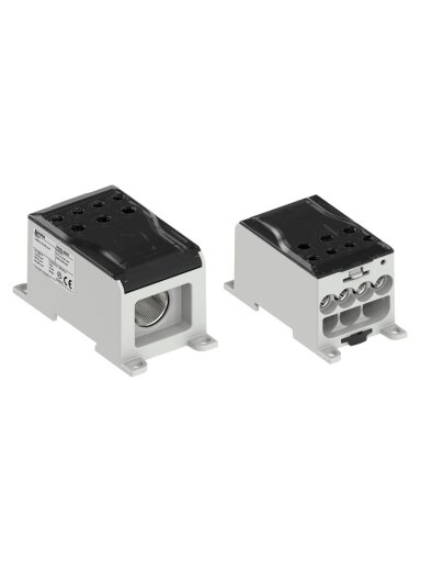 OJL400C Paskirstymo gnybtas Al/Cu 400A In: 1x95-240mm², Out: 4x2,5-35mm², 3x6-50mm², pilkas