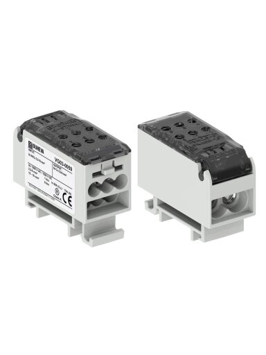OJL80 Paskirstymo gnybtas Al/Cu 80A In:2xAl/Cu 2,5-16mm, Out: 6xCu 2,5-6mm, pilkas