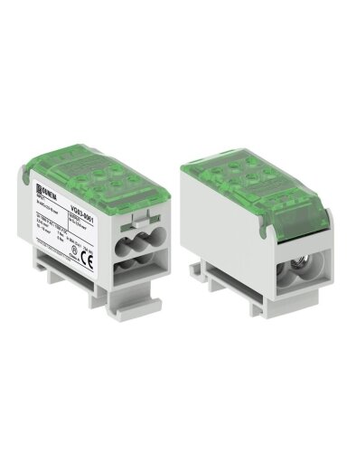 OJL80 Paskirstymo gnybtas Al/Cu 80A In:2xAl/Cu 2,5-16mm, Out: 6xCu 2,5-6mm, žalias