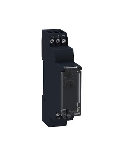 RE17R Modulinė laiko relė 8A, 1CO, 1s-100h, su užlaikymu 24-240VAC