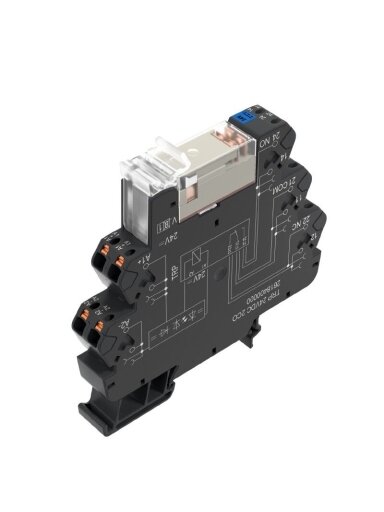 TRP 24VDC 2CO 8A tarpinė relė su lizdu, PUSH IN