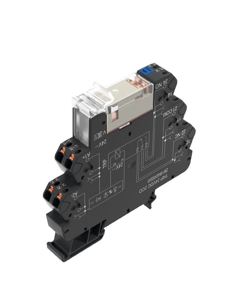TRP 24VDC 2CO 8A tarpinė relė su lizdu, PUSH IN
