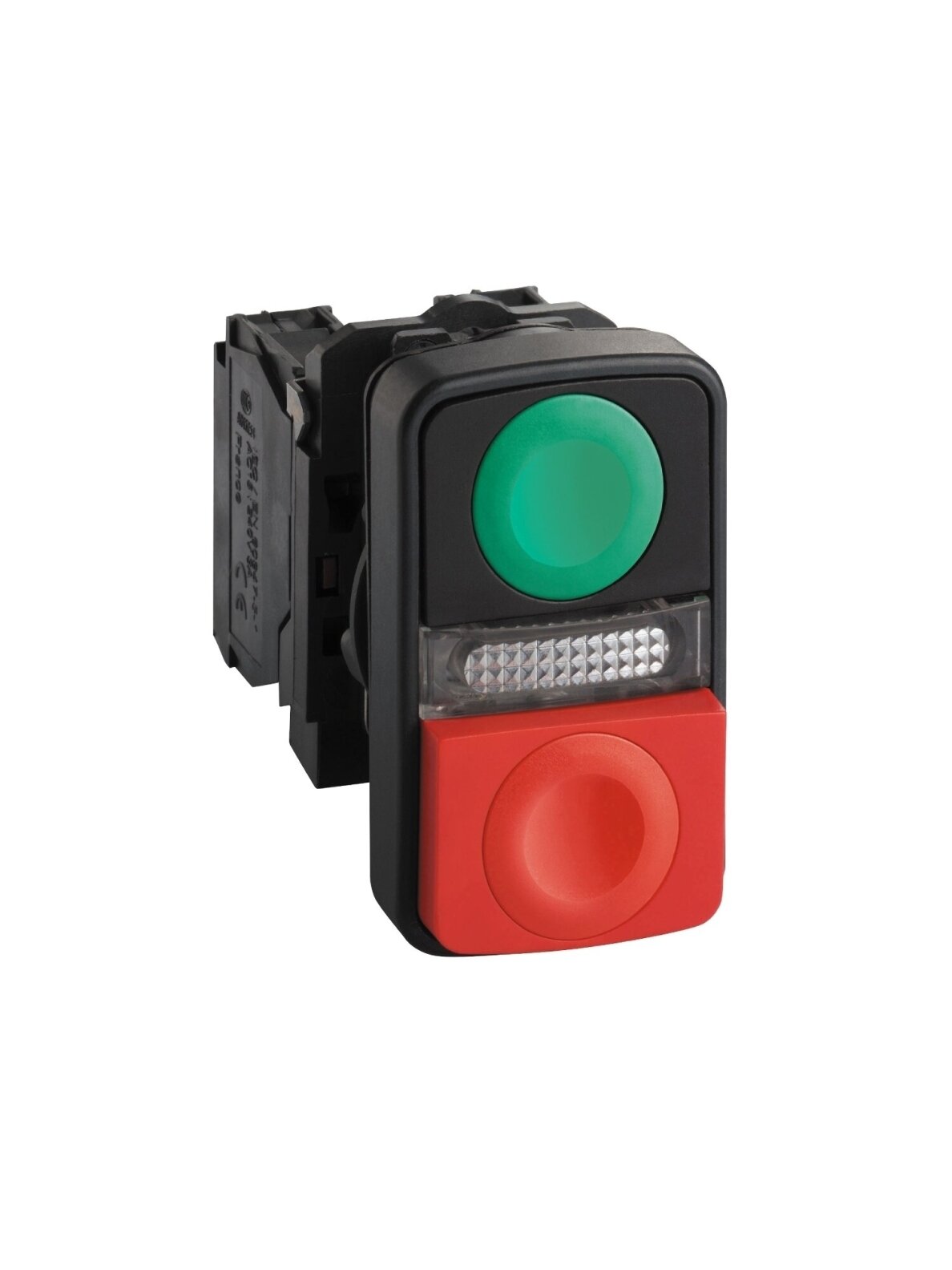 XB5 Dvigubas mygtukas raudonas-žalias su pašvietimu Ø22mm 1NA+1NU, be LED