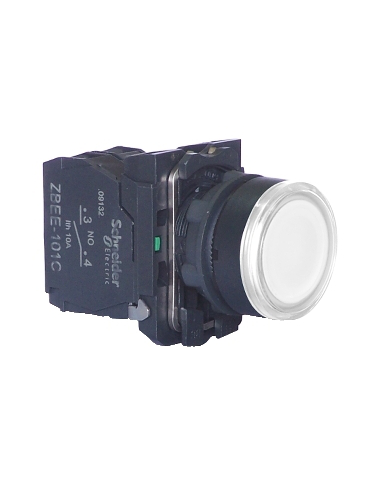 XB5 Mygtukas su pašvietimu Ø22mm 1NA, baltas, LED 24VAC/DC