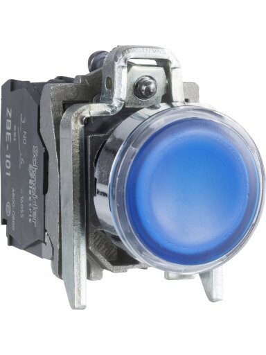 XB5 Mygtukas su pašvietimu Ø22mm 1NA, mėlynas, LED 24VAC/DC