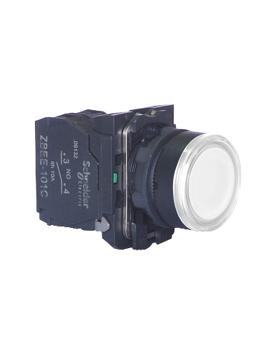 XB5 Mygtukas su pašvietimu Ø22mm 1NA, baltas, LED 230VAC