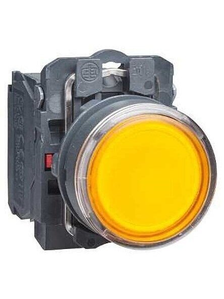 XB5 Mygtukas su pašvietimu Ø22mm 1NA, geltonas, LED 24VAC/DC